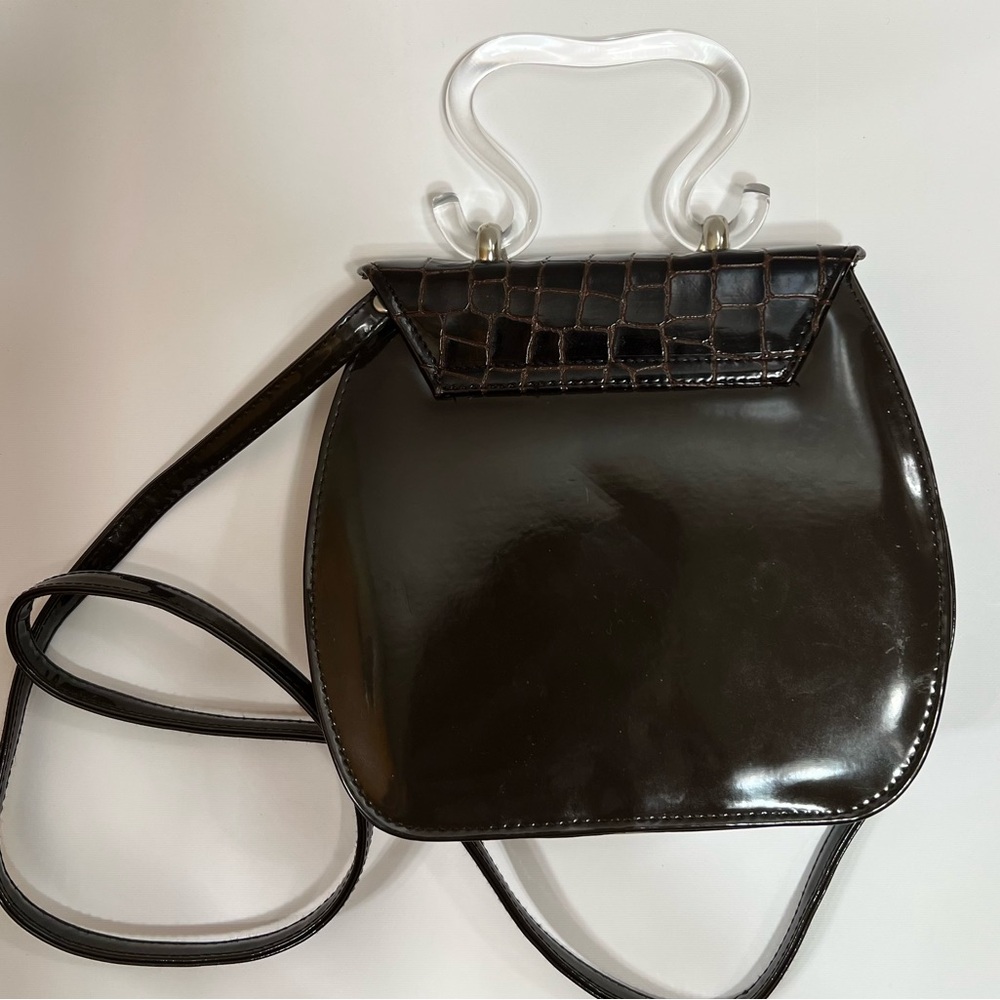RUSH HOUR Vintage Clutch or Crossbody Bag with Unique Acrylic Handle - Picture 2 of 3